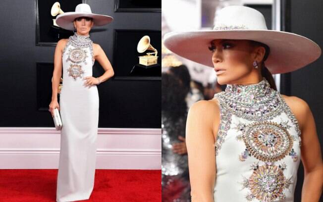 Looks das famosas: Jennifer Lopez chamou atenção no tapete vermelho com um vestido Ralph and Russo com gola decorada