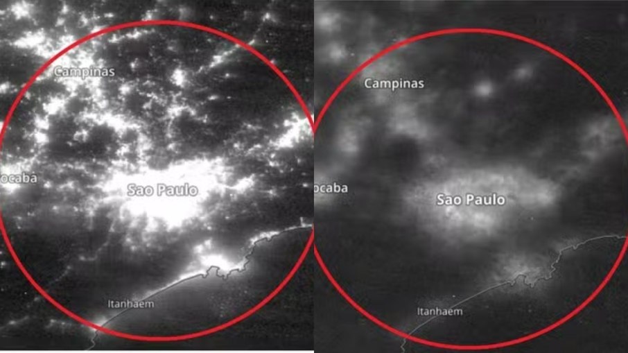 Comparação antes de depois do apagão em São Paulo