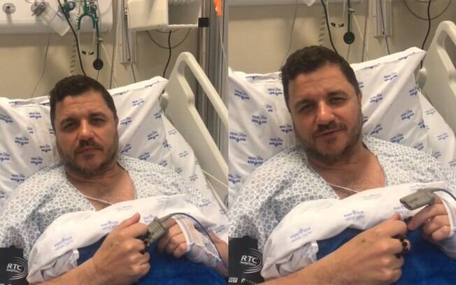 Maurício Manieri grava vídeo do leito do hospital
