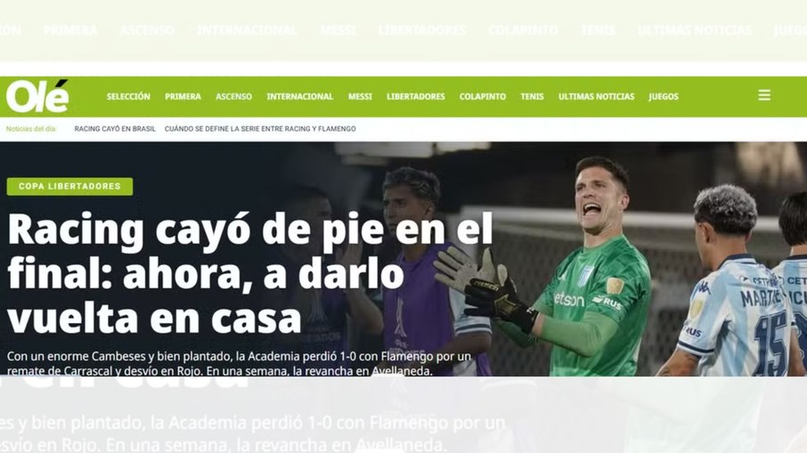 Racing caiu de pé? Jornal argentino reage à vitória do Flamengo