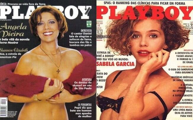 Esquerda: Ângela Vieira, capa da 'Playboy' em 1999. Direita: Isabela Garcia, capa da 'Playboy' em 1988