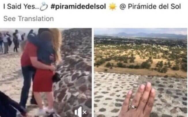 No Facebook do homem haviam fotos do pedido de casamento 