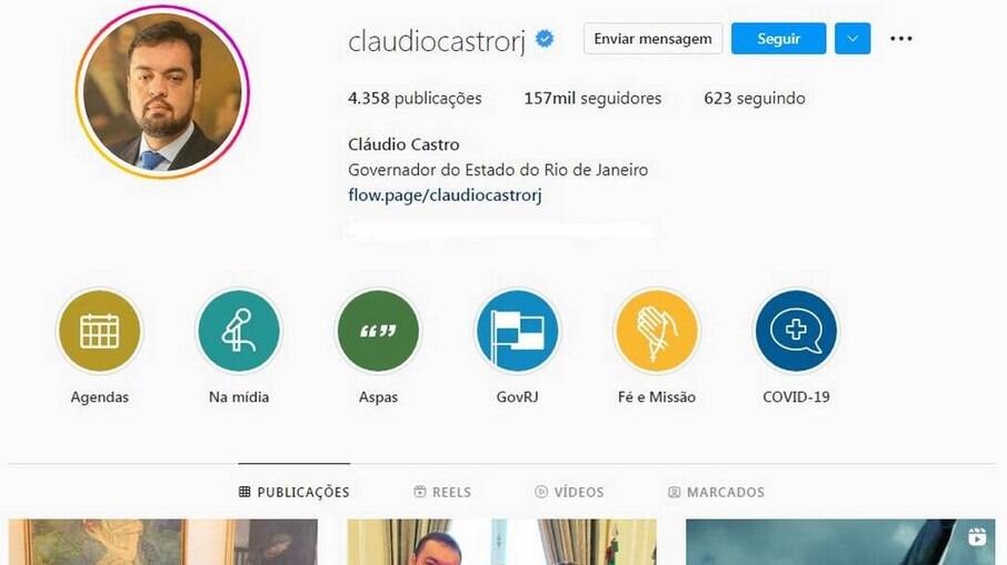 Perfil do governador do Rio no Instagram