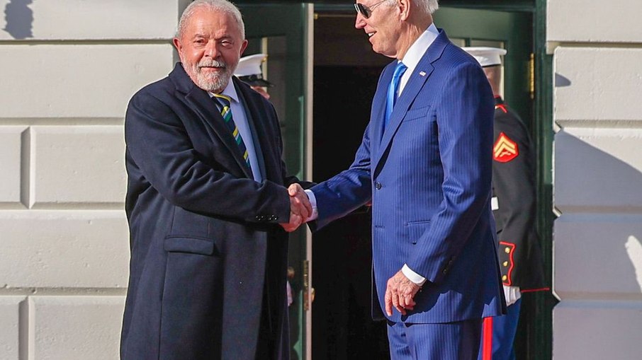 Luiz Inácio Lula da Silva, durante reunião com o presidente dos Estados Unidos da América, Joe Biden.