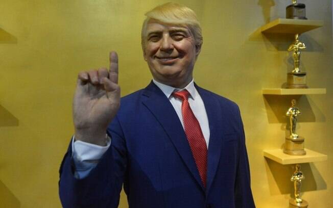 Donald Trump de cera do Hagen Wax Museum foi criado em homenagem à primeira visita do magnata ao país