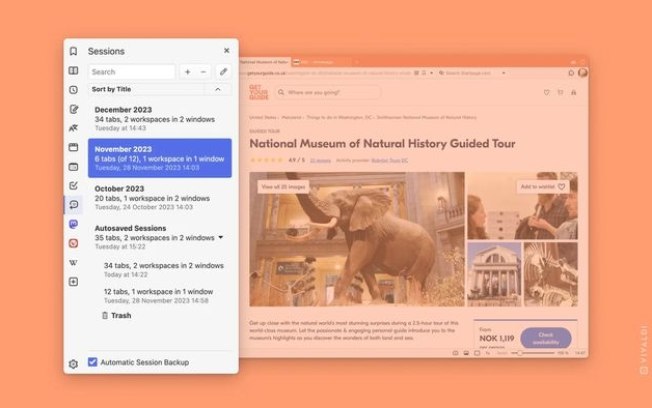 Vivaldi 6.5 facilita acesso a sites visitados em um dia específico