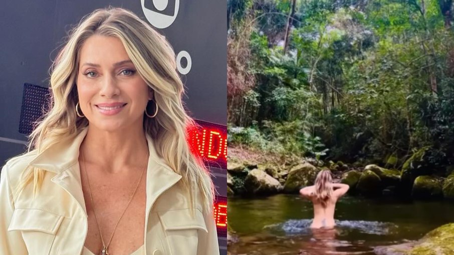 Leticia Spiller surge sem roupa em cachoeira e chama a atenção