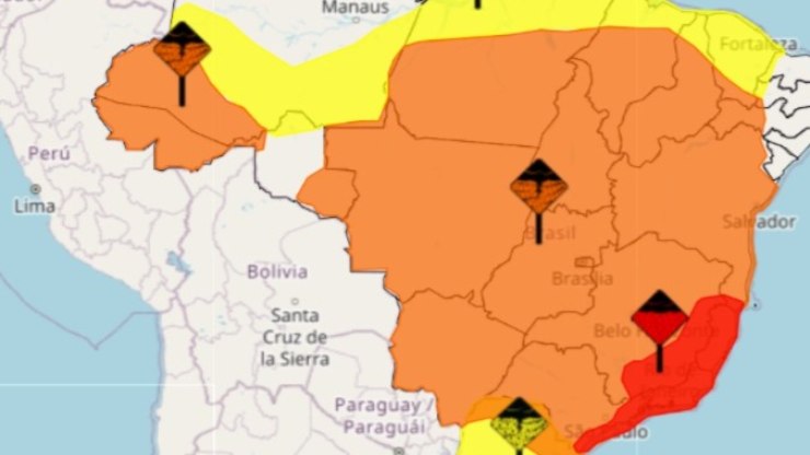 Inmet emite alerta de grande perigo de chuva para 5 estados