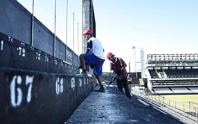 Santos acelera reforma da Vila Belmiro durante a pausa no calendário Santos acelera reforma da Vila Belmiro durante a pausa no calendário