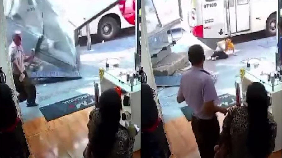 Ônibus destrói ponto no Centro de Belo Horizonte