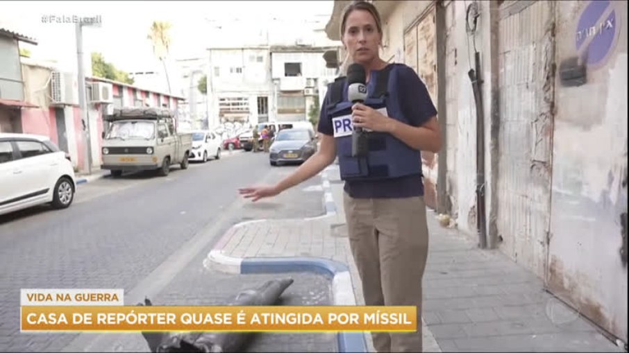 Um pedaço de míssil quase atingiu a casa onde a repórter Denise Odorissi mora