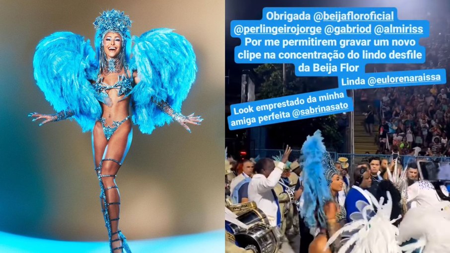 Com figurino de Sabrina Sato, Anitta grava clipe em desfile da Beija-Flor
