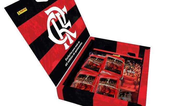 O Box Premium Flamengo traz livro ilustrado, 50 envelopes e cromos. Tudo por R$ 90,30
