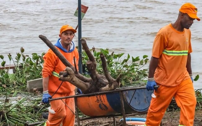 Rio Guaíba, em Porto Alegre, fica abaixo da cota de inundação pela primeirz vez