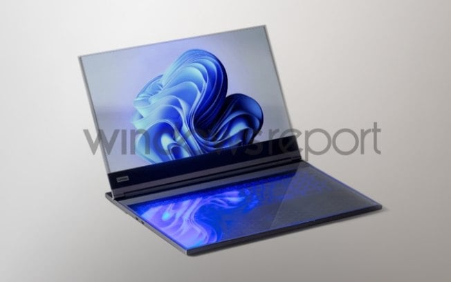 Notebook com tela transparente da Lenovo vaza em foto detalhando visual