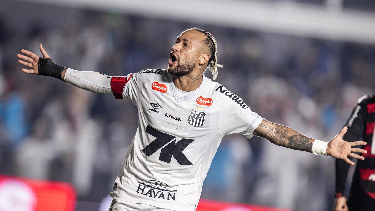 Neymar comemora gol da vitória do Santos sobre o Flamengo Neymar comemora gol da vitória do Santos sobre o Flamengo