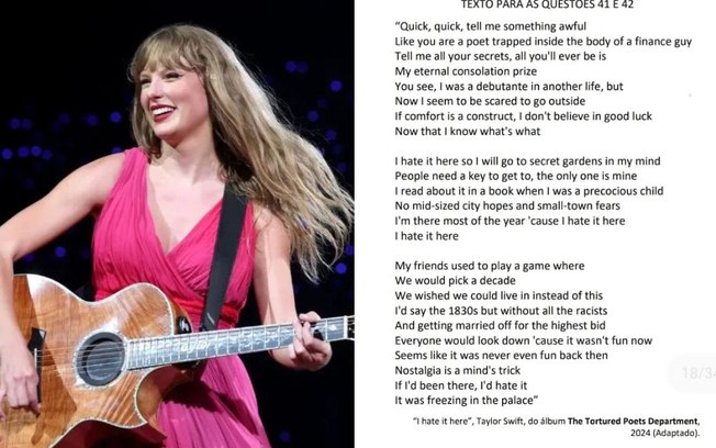 Letra de música de Taylor Swift inspira questões na FUVEST