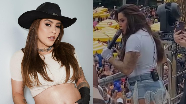 Grávida, Lauana Prado anuncia sexo do bebê em bloco de Carnaval