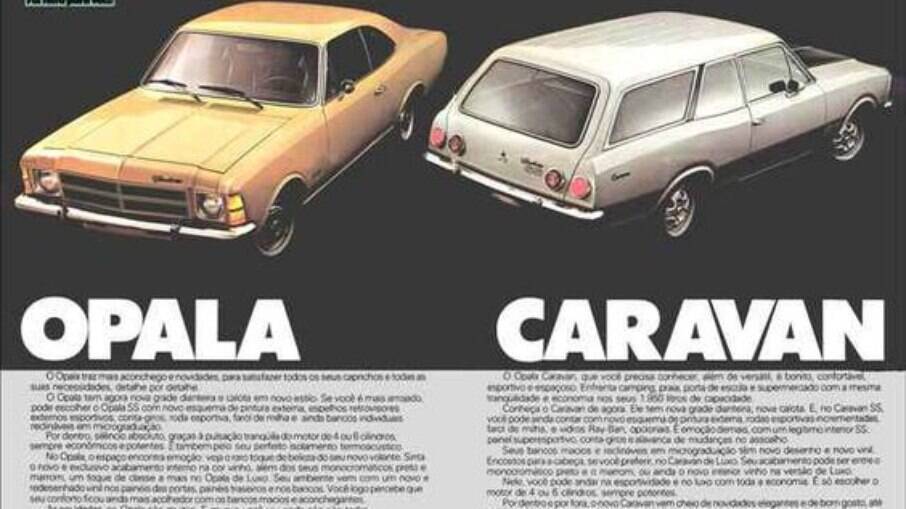 Propaganda da dupla Opala e Caravan modelos mais sofisticados que a GM podia oferecer no Brasil 