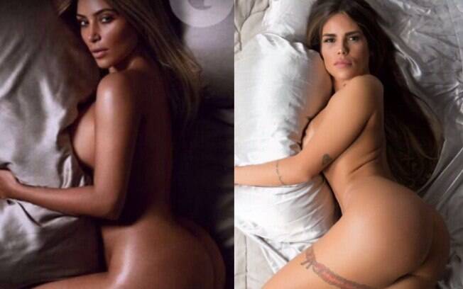 Miss Bumbum encanta a web com ensaio recriando poses da socialite americana Kim Kardashian
