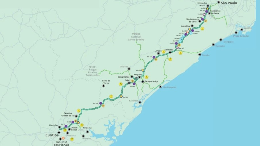 No estado de São Paulo a rodovia cortas vários municípios
