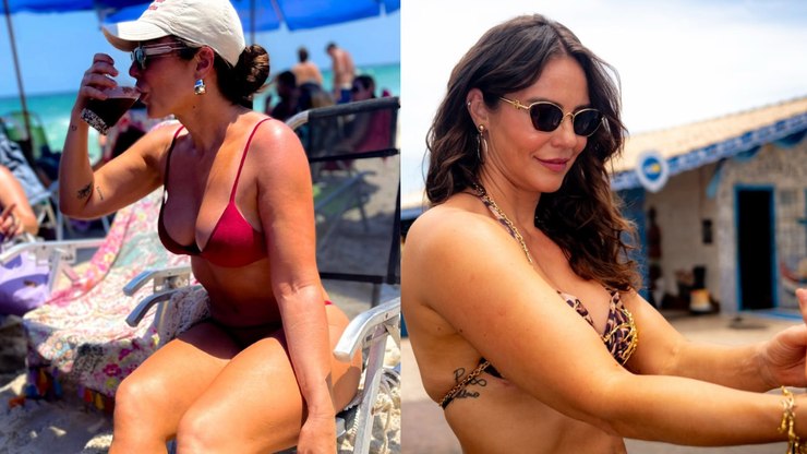 Paolla Oliveira abre álbum de fotos e exibe corpão na praia