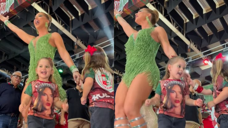 Maria Flor samba e rouba a cena em desfile da Grande Rio