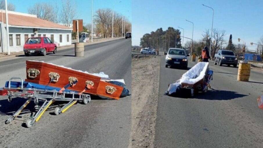 Caixão é encontrado aberto no meio de rodovia na Argentina