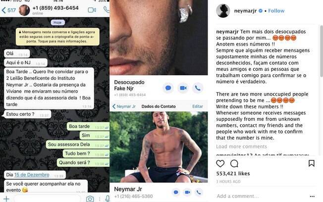 Post de Neymar sobre pessoas que têm tentado se passar por ele