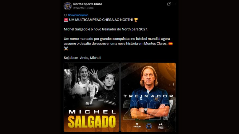 Publicação do North anunciando a chegada de Míchel Salgado