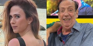 Tata Werneck faz doação a Marcos Oliveira no Retiro dos Artistas