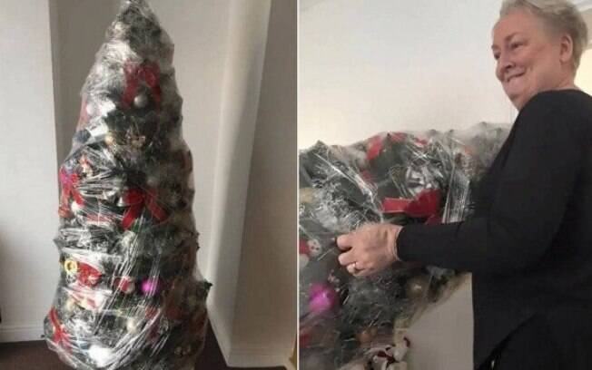 Mulher mostra forma inusitada de desmontar a árvore de Natal