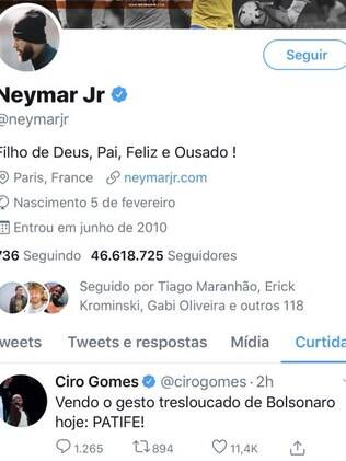 Neymar curtiu publicação contra Bolsonaro