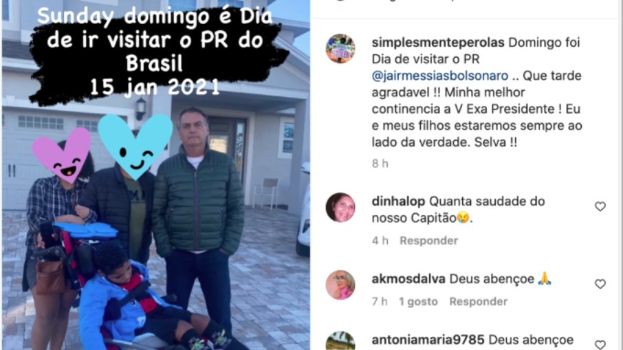 Bolsonaro ao lado de apoiadores nos EUA