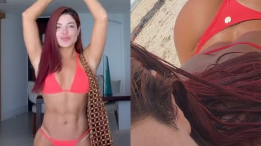 Gkay renova bronzeado e exibe bumbum em praia no Rio
