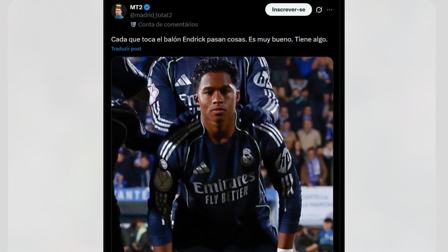 Endrick elogiado na rede social X