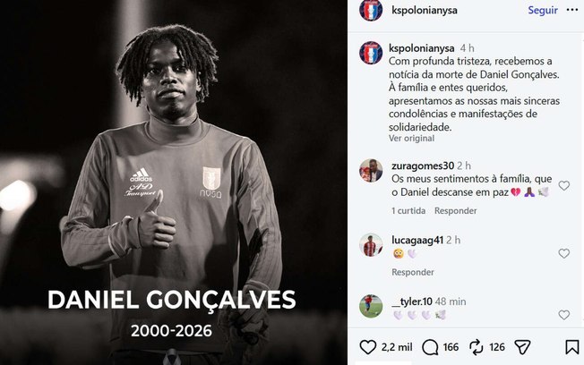 Daniel Gonçalves, do Polonia Nysa, morreu após ficar um ano em coma por causa de um ataque cardíaco 