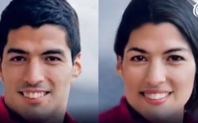 Jogadores de futebol foram transformados em mulheres - Luis Suárez