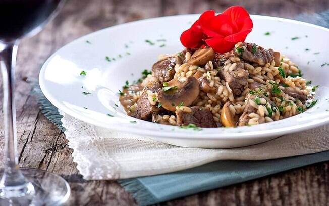 O risoto de cogumelos é delicioso!