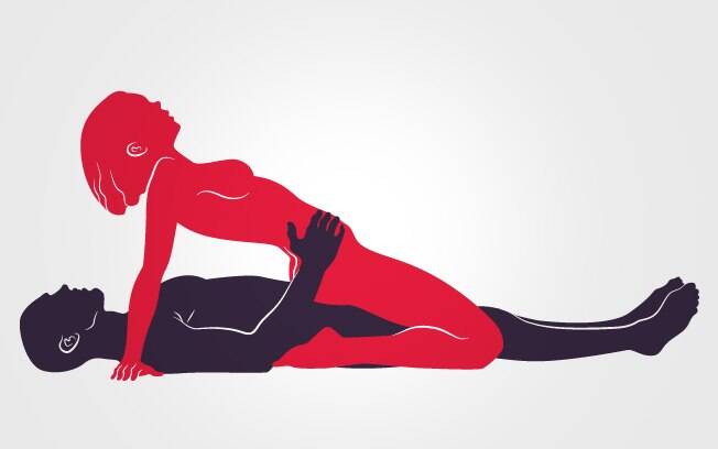 Uma forma de variar a posição e controlar a profundidade da penetração é o homem se deitar e a mulher se inclinar