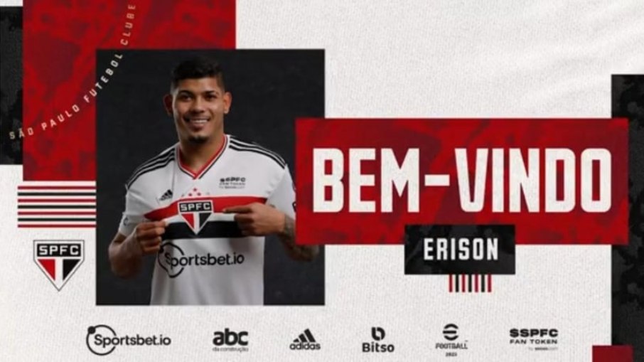 São Paulo oficializa contratação do atacante Erison