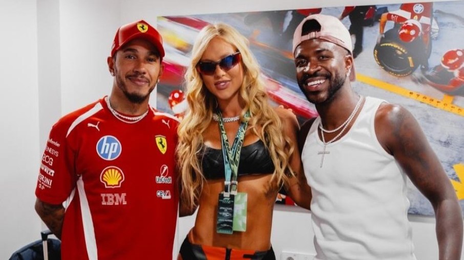 Vini Jr. apaga foto ao lado de Virginia e Lewis Hamilton.