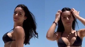 Bruna Biancardi ostenta corpo de biquíni em praia saudita