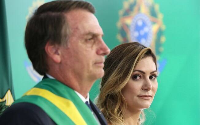 A primeira-dama, Michelle Bolsonaro, e o presidente, Jair Bolsonaro