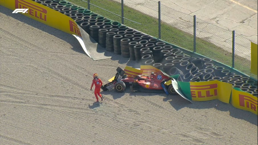 Leclerc bateu forte na parabólica durante o GP de Monza