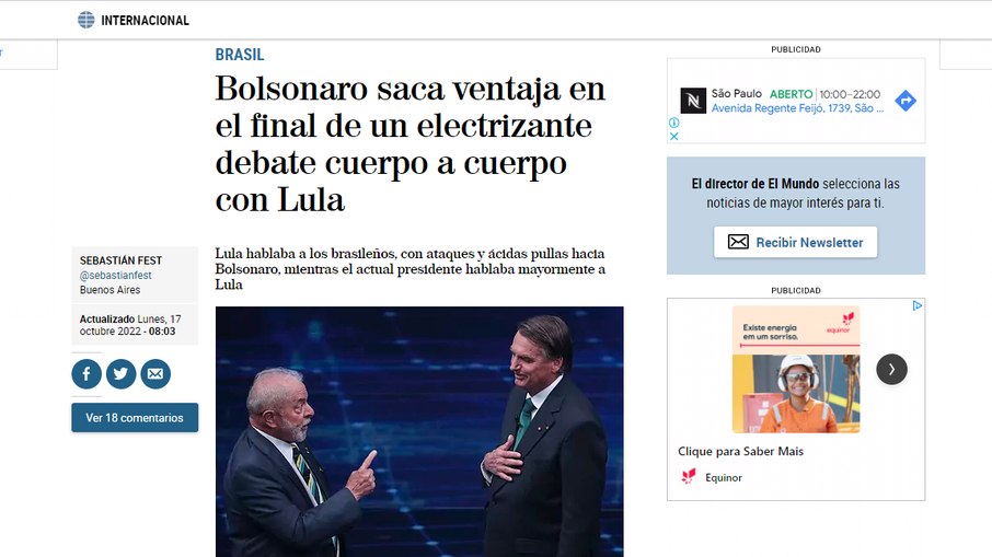 El Mundo sobre o debate presidencial