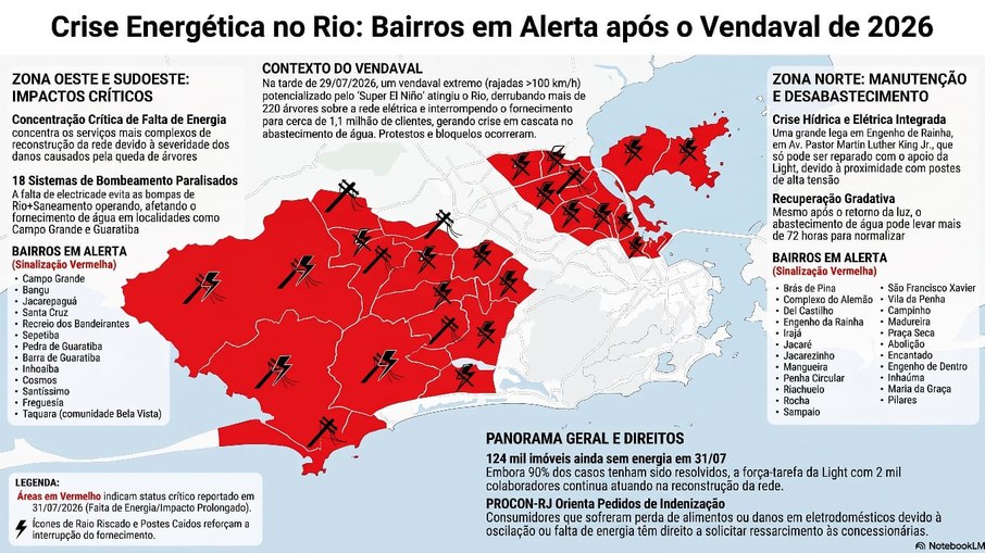 Mapa da falta de luz do Rio de Janeiro