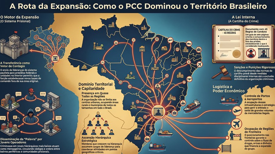 A expansão nacional da organização criminosa ocorreu não apenas nas grandes metrópoles.