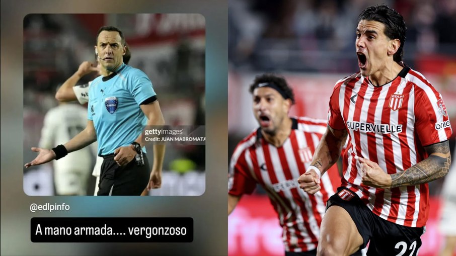 A equipe do Estudiantes se revoltou com a arbitragem após o jogo contra o Corinthians