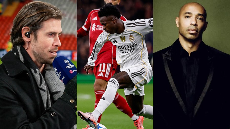 Bale (à esquerda) e Henry (à direita) criticaram Vini Jr após jogo contra o Liverpool Bale (à esquerda) e Henry (à direita) criticaram Vini Jr após jogo contra o Liverpool